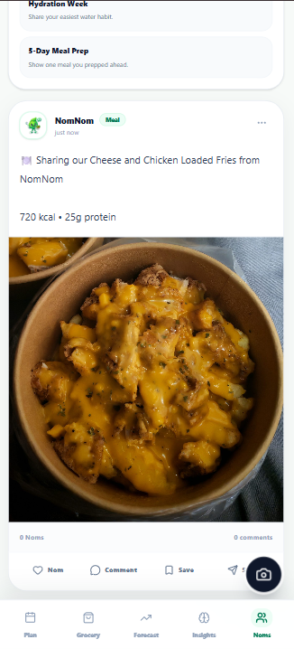 A meal shared in the NomNom Noms community